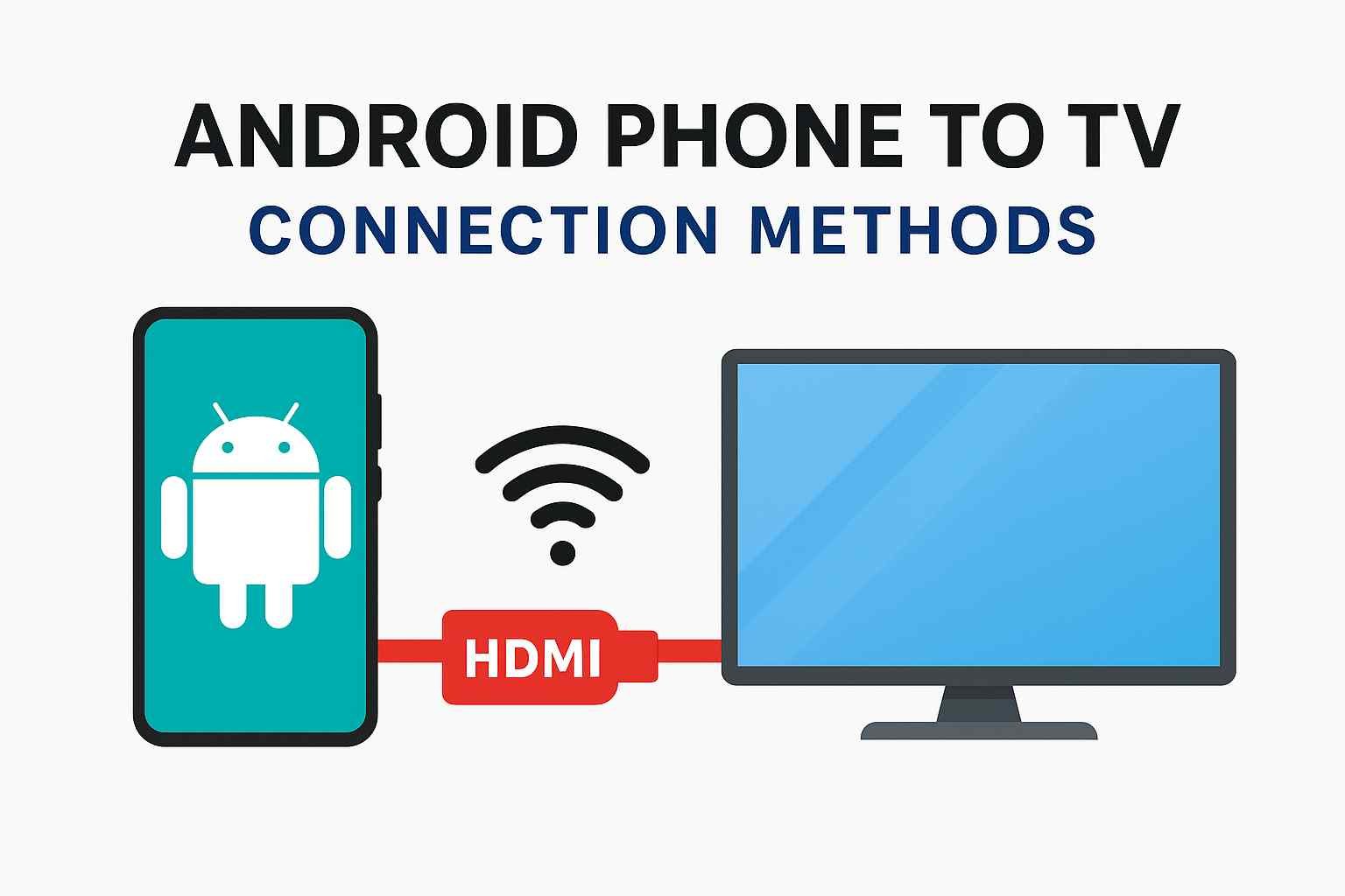 Android phone connected to TV using HDMI cable and Wi-Fi casting