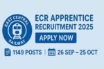 ECR Apprentice Recruitment 2025 banner — 1149 posts apply now 26 Sep to 25 Oct