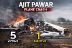 Ajit Pawar plane crash Learjet 45 aircraft wreckage