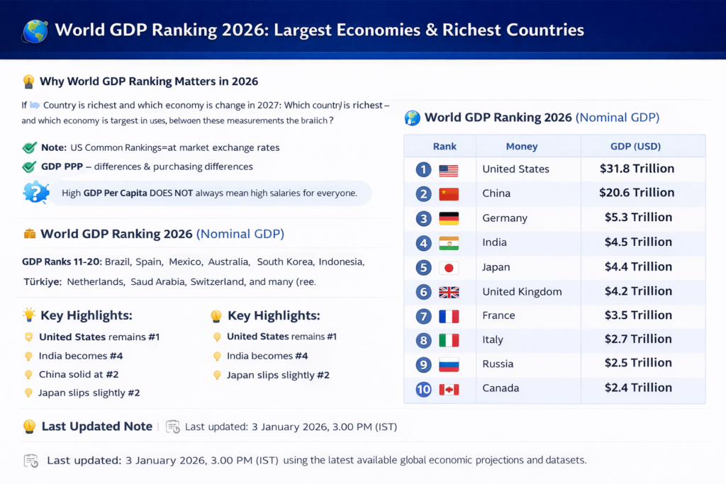 World GDP Ranking 2026: Largest Economies & Richest Countries Explained
