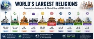 🌍 विश्व के सबसे बड़े धर्म – Largest Religions in the World (2026 Latest Data)