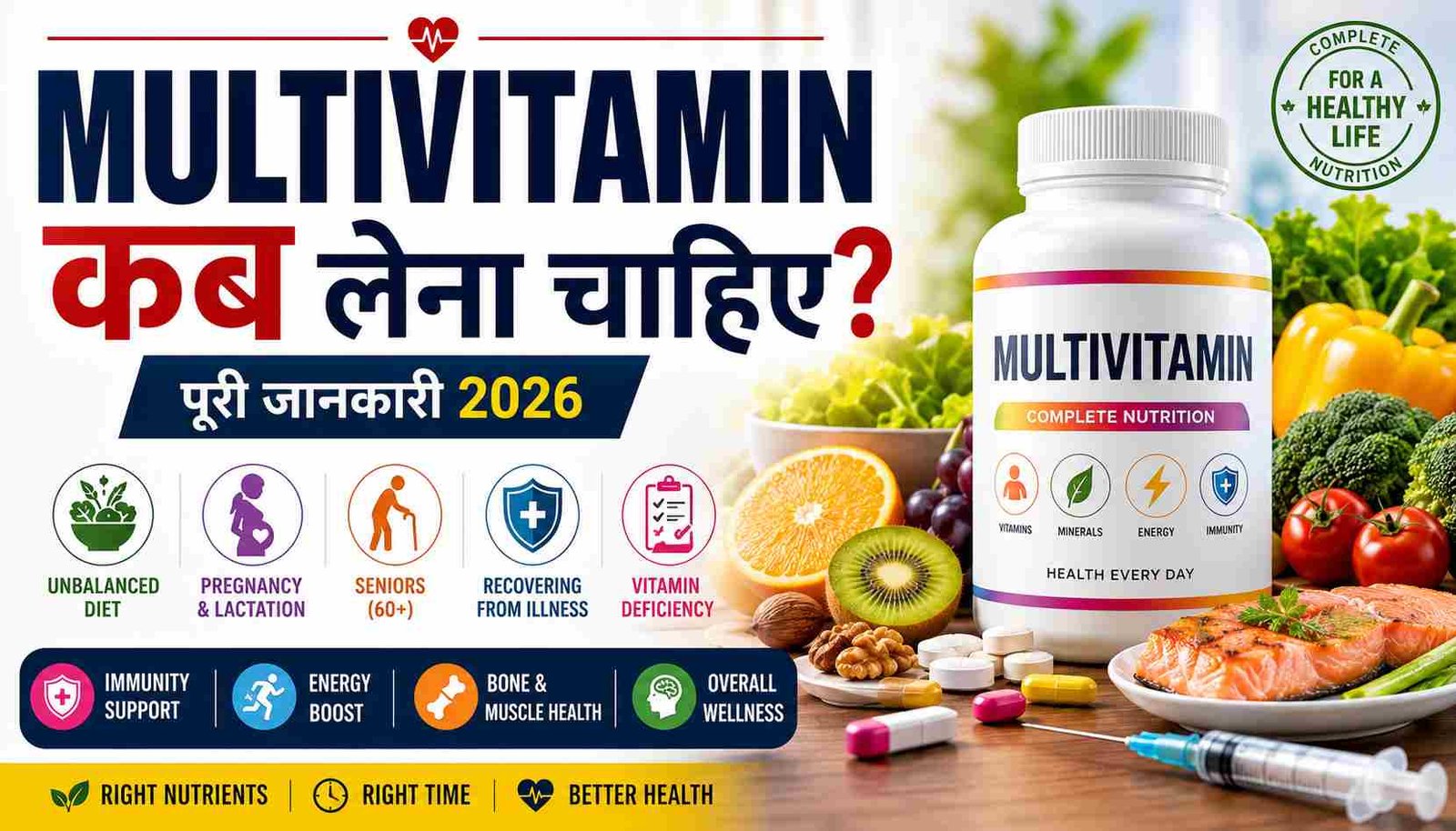 Multivitamin рдХрдм рд▓реЗрдирд╛ рдЪрд╛рд╣рд┐рдП? рд╕рд╣реА рд╕рдордп, рдлрд╛рдпрджреЗ, рд╕рд╛рд╡рдзрд╛рдирд┐рдпрд╛рдВ рдФрд░ рдкреВрд░реА рдЬрд╛рдирдХрд╛
