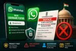 WhatsApp Username Feature with India Government notice, security shield, red cross sign and WhatsApp logo representing the 2026 rollout review.