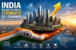 World's Fastest Growing City Economies forecast showing India's fastest growing cities with global economic growth concept.