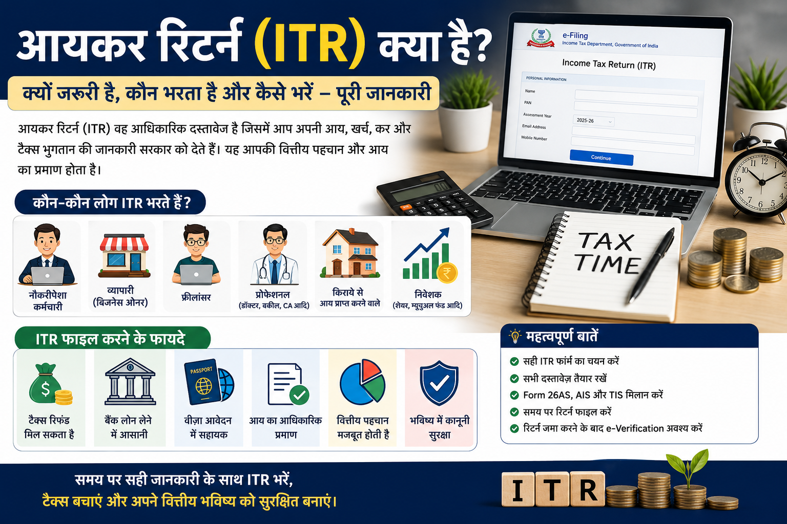 आयकर रिटर्न (ITR) क्या है? ITR कैसे भरें, कौन भरता है, फायदे और पूरी जानकारी हिंदी में