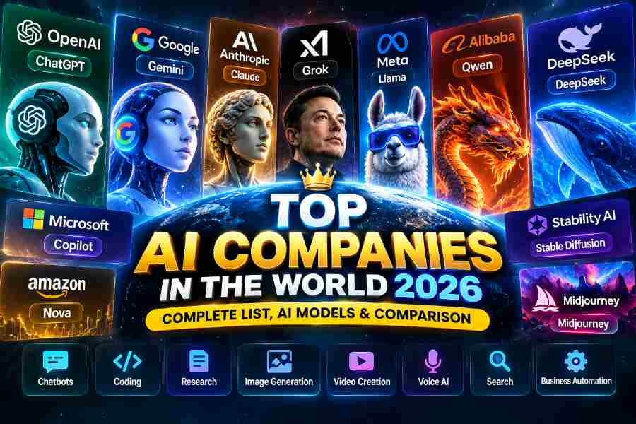 Top AI companies in the world 2026 and their AI models