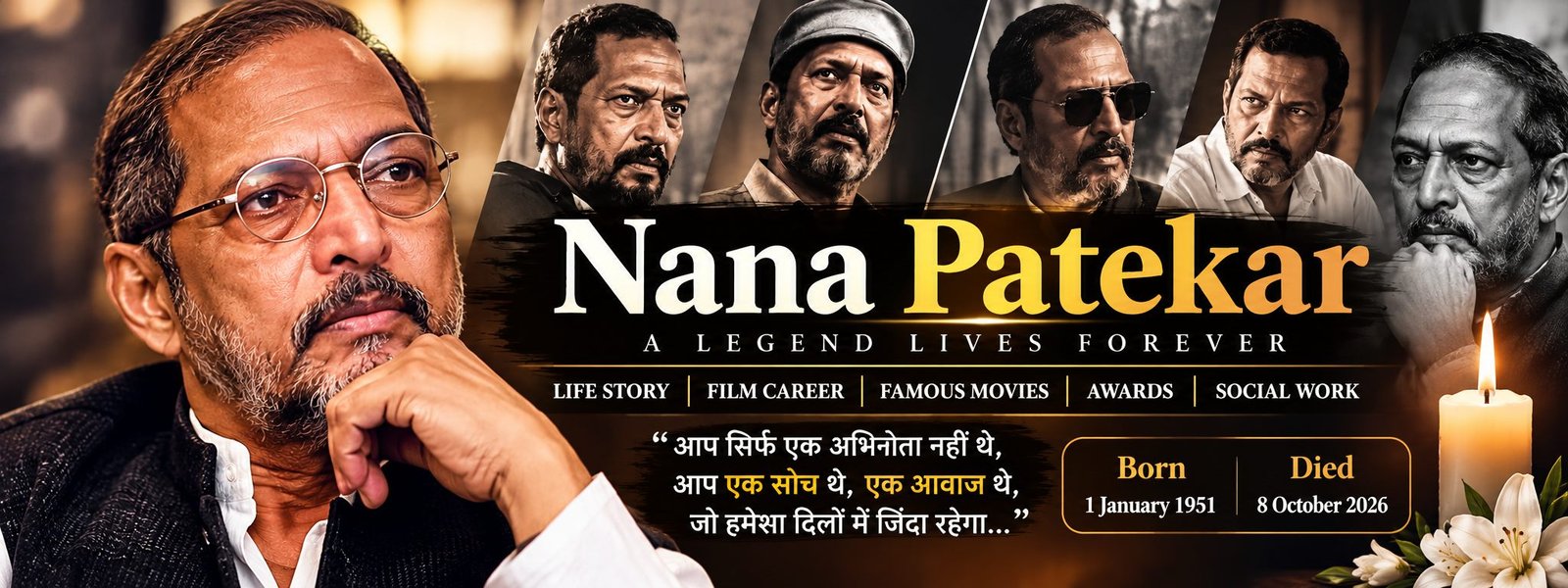 Nana Patekar biography featuring his life, film career, movies and awards